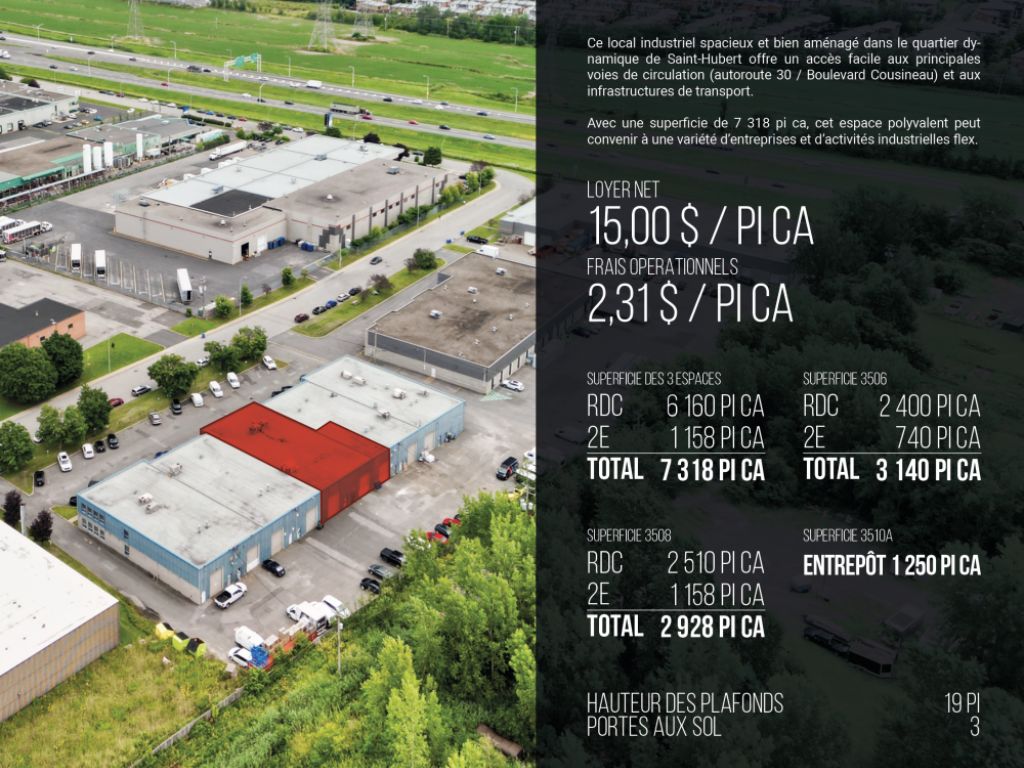 Industrial space for rent ideally located in Saint-Hubert