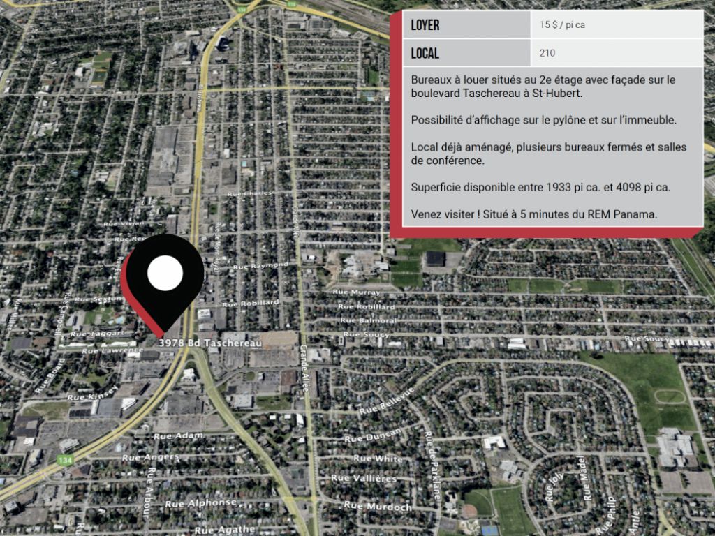 Offices for rent with a great location on Taschereau Boulevard