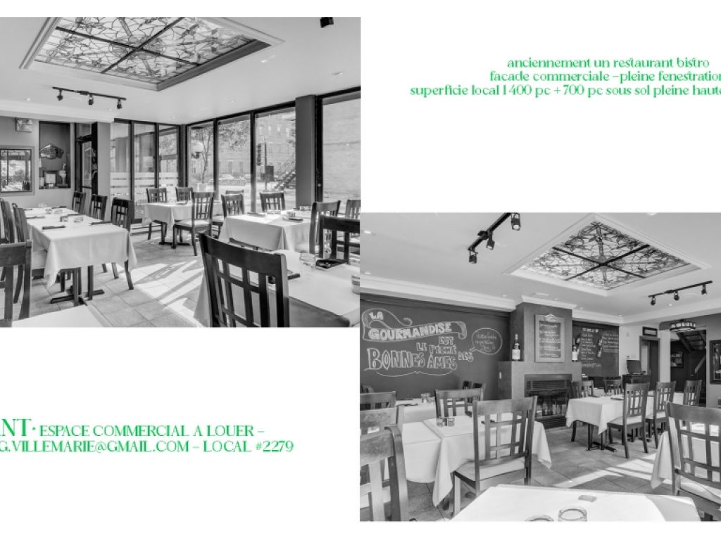 Espace restaurant  louer avec quipement complet - Ville-Marie Est