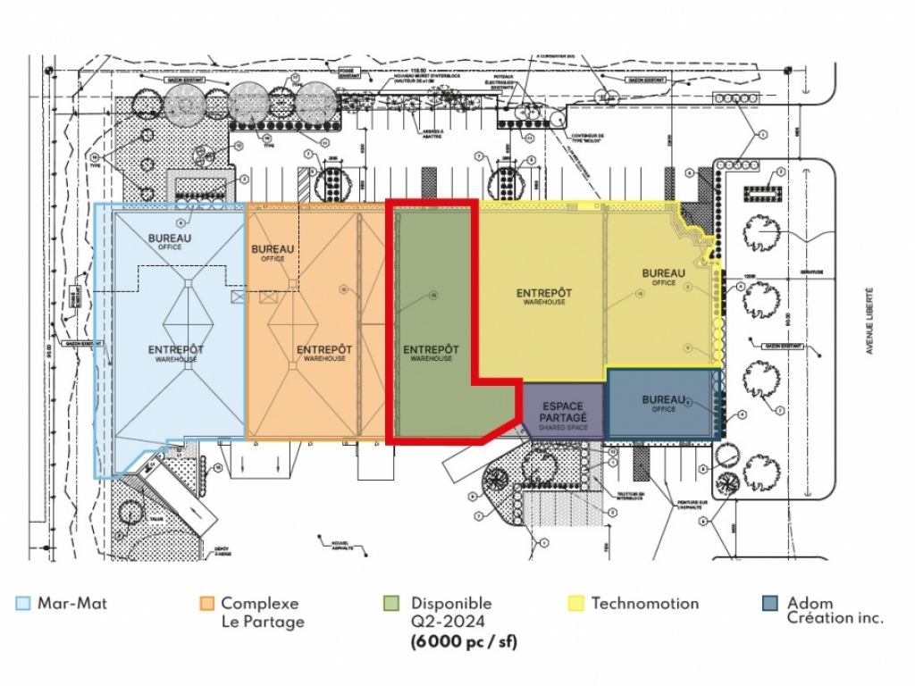 6000 sqft warehouse for rent industrial building in Candiac